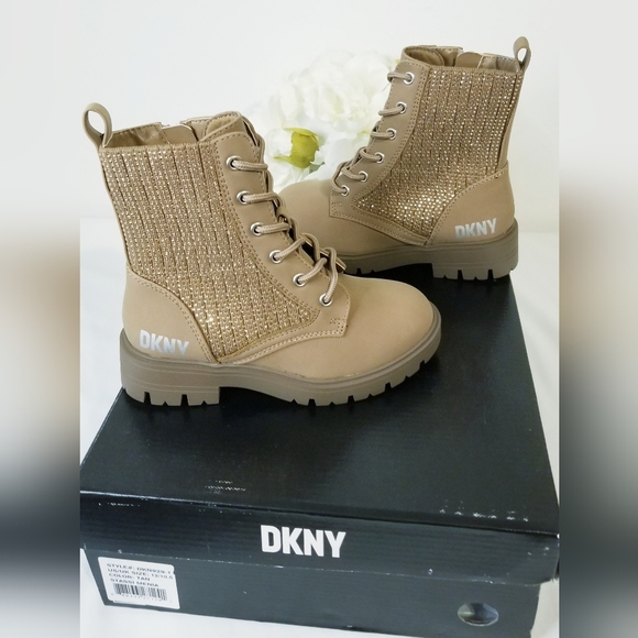 DKNY Stassi Menia Embellished Rhinestones Combat Boots - Picture 3 of 13